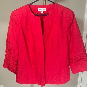 Coldwater Creek Textured Jacquard Jacket Red Pink Open Front Women’s 10